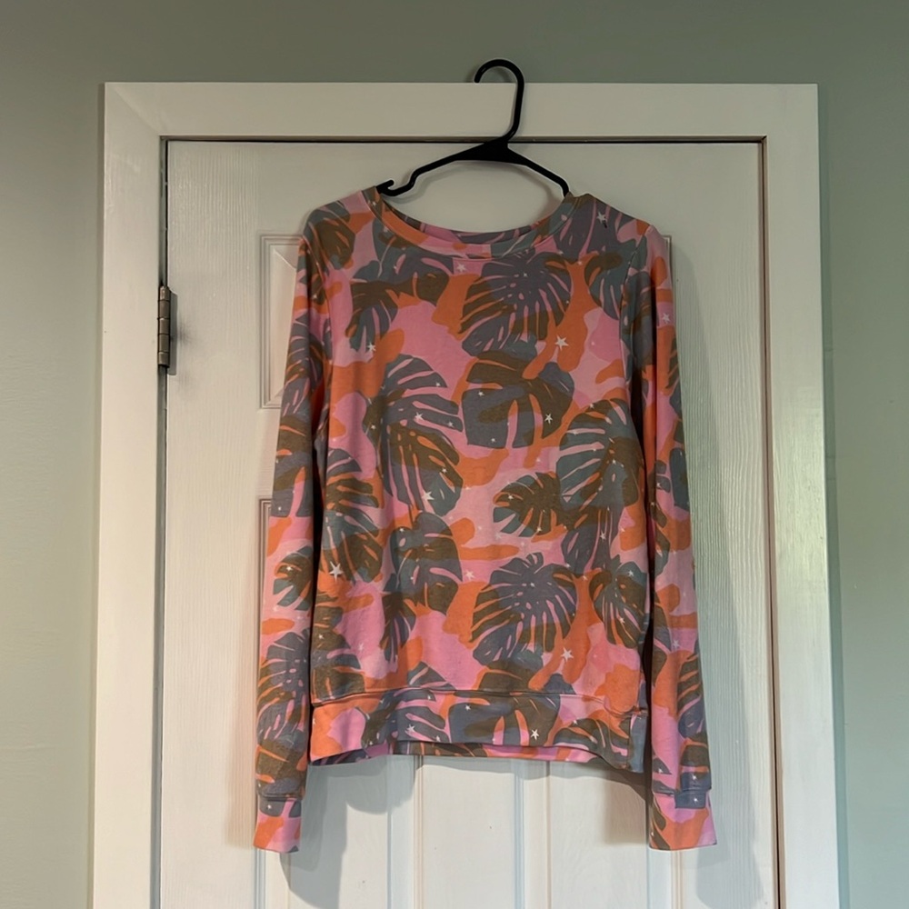 Wildfox Tropic Camp Sommers Palm Leaf Crewneck Sweatshirt